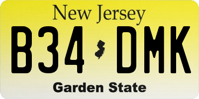 NJ license plate B34DMK