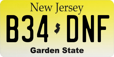 NJ license plate B34DNF
