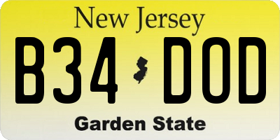 NJ license plate B34DOD