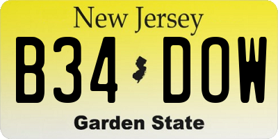 NJ license plate B34DOW