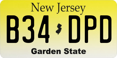 NJ license plate B34DPD