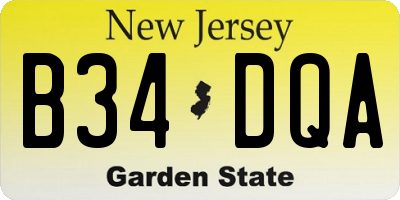 NJ license plate B34DQA