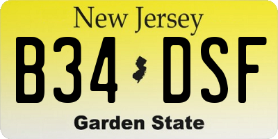 NJ license plate B34DSF