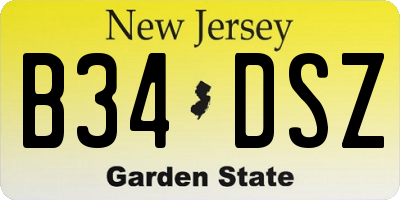 NJ license plate B34DSZ