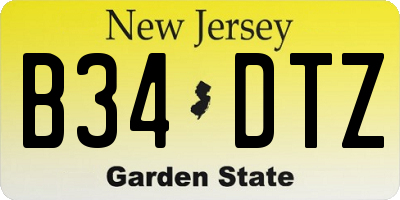 NJ license plate B34DTZ