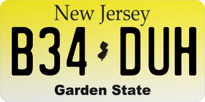 NJ license plate B34DUH