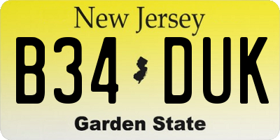 NJ license plate B34DUK