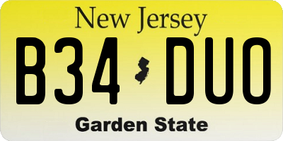 NJ license plate B34DUO