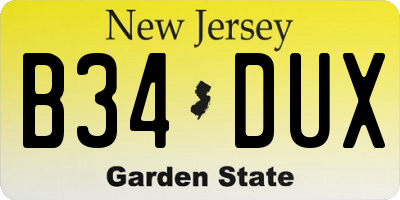 NJ license plate B34DUX