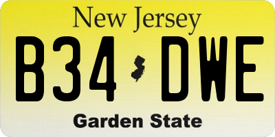 NJ license plate B34DWE