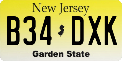 NJ license plate B34DXK