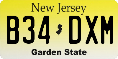 NJ license plate B34DXM