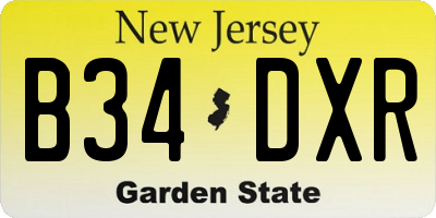 NJ license plate B34DXR