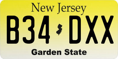 NJ license plate B34DXX
