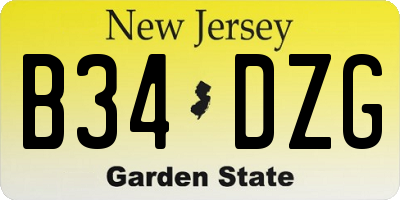 NJ license plate B34DZG