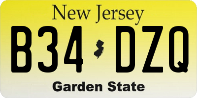 NJ license plate B34DZQ
