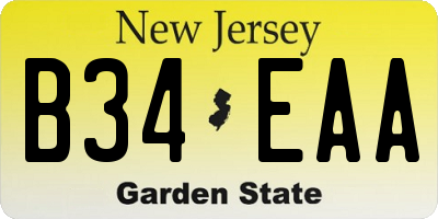 NJ license plate B34EAA