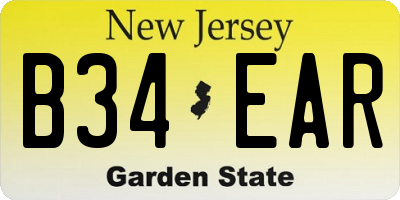 NJ license plate B34EAR