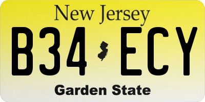 NJ license plate B34ECY