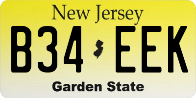 NJ license plate B34EEK