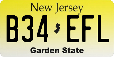 NJ license plate B34EFL
