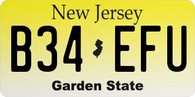 NJ license plate B34EFU