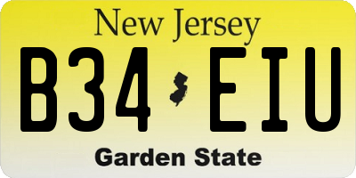 NJ license plate B34EIU