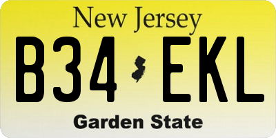 NJ license plate B34EKL