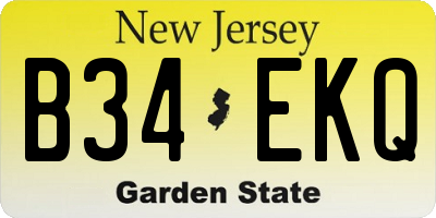 NJ license plate B34EKQ