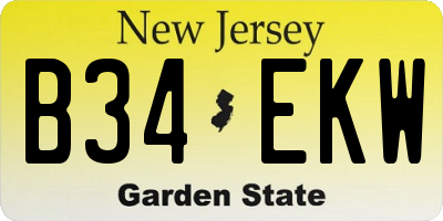 NJ license plate B34EKW