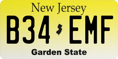 NJ license plate B34EMF