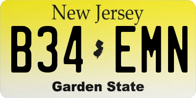 NJ license plate B34EMN