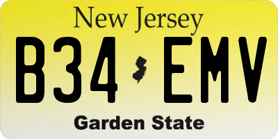 NJ license plate B34EMV