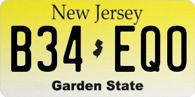 NJ license plate B34EQO