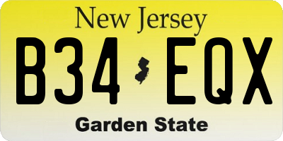 NJ license plate B34EQX