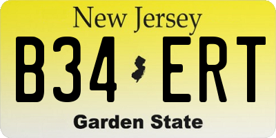 NJ license plate B34ERT