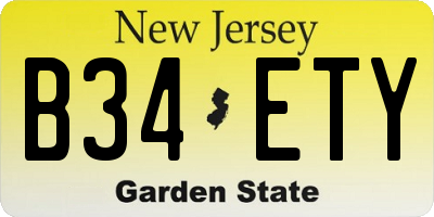 NJ license plate B34ETY