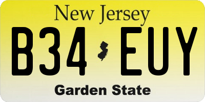 NJ license plate B34EUY