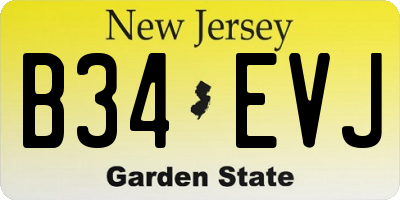 NJ license plate B34EVJ