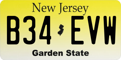 NJ license plate B34EVW