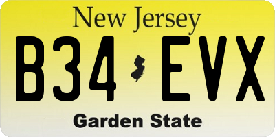 NJ license plate B34EVX
