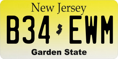 NJ license plate B34EWM