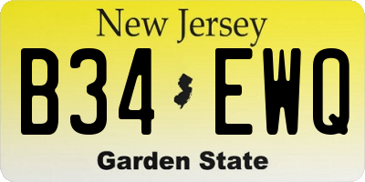 NJ license plate B34EWQ
