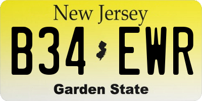 NJ license plate B34EWR