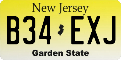 NJ license plate B34EXJ
