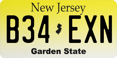 NJ license plate B34EXN