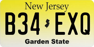 NJ license plate B34EXQ