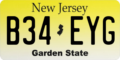 NJ license plate B34EYG