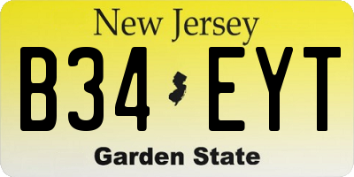 NJ license plate B34EYT