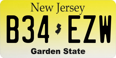 NJ license plate B34EZW